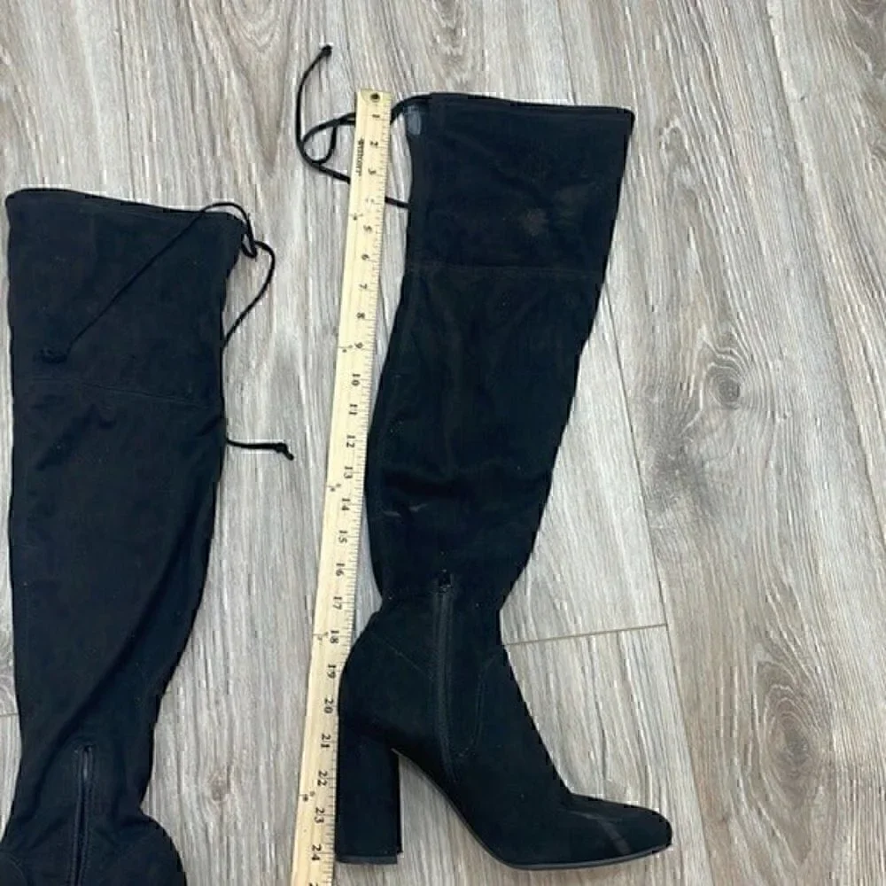 Unisa tall black block heel lace back over the knee boots  size 8 flawed